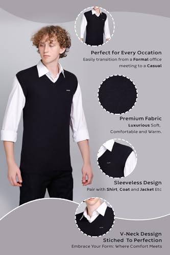 Image of V Neck Cotton Half Sweater for Man Winter Wear - Pullover Sweater for Men