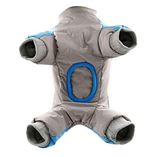 PengGengA Haustier Hund Kleidung 2-lagige mit Fleece Gefütterte Hundejacke Winddicht Hundemantel Reißverschluss 4-beinige Hunde Overall Jacken (Blau, 4XL)