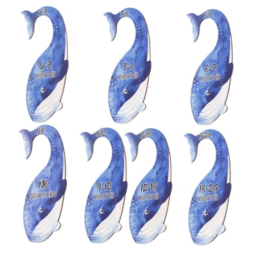 VANZACK 7Pcs Whale Shaped Closet Dividers Durable Clothing Organizers for Newborns to Months Neutral Hanger Dividers for Stress Nursery Organization