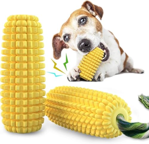 KryZaro トウモロコシ型犬噛むおもちゃ 子犬用歯ブラシ機能 クリーンな歯維持 インタラクティブきしみ音 攻撃的噛みつき対応 小型中型大型犬種共用