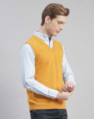 Image of Monte Carlo Off White Solid V Neck Sweater | Warm Woolen Pullover for Men | Soft Comfortable Knitted Winter Wear Sweater for Men's