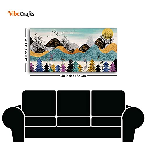 Image of VIBECRAFTS Canvas Paintings for Living Room Drawing Room Modern Art Forest Canvas Wall Painting Fitted With Wooden Frame For Home | Office | Living Room | Gift (PTVCH 2472N)