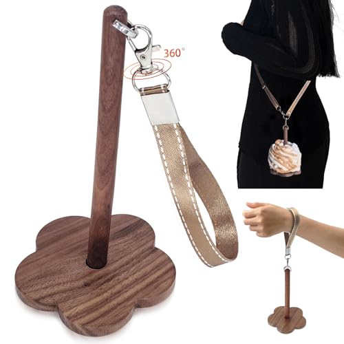 Wrist Yarn Holder, Portable Wrist Yarn Ball Minder Stand with Crossbody Strap Wooden Twizzling Yarn Organizer Storage Knitting Supplies Crocheting Gift for Craft Lover
