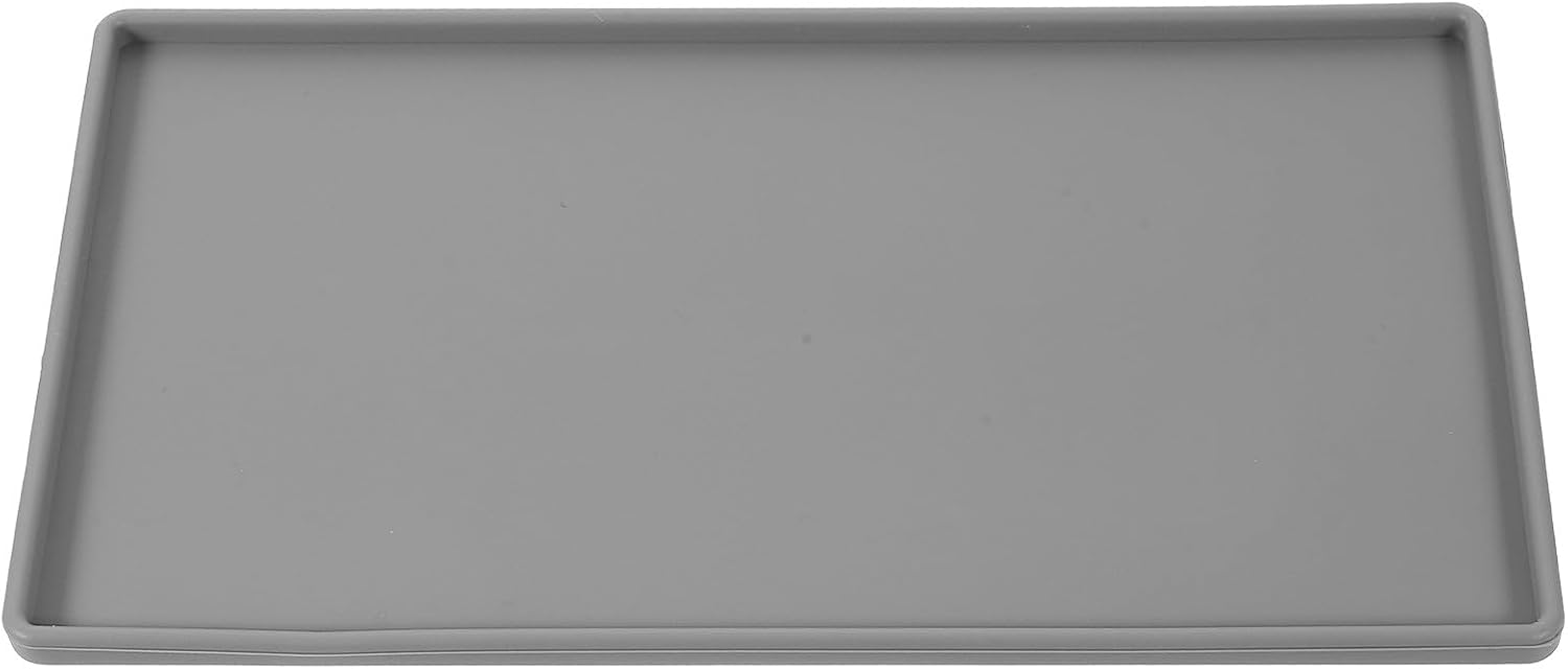 TIDTALEO Silicone Vanity Tray Non-Slip Sink Tray Gray 200x110x6.2mm Flexible Kitchen Counter Organizer Bathroom Jewelry Storage Holder