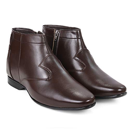 Image of mens Men's Faux Leather Height Increasing Black Boots Ankle Boot