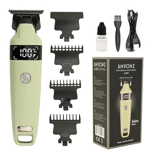 Image of AMVONZ A-103 Professional Hair Trimmer, 270 Minutes Runtime, 7000 RPM Motor, Type-C USB Charging, 2000mAh Battery, 3 Guide Combs (1mm, 2mm, 3mm), Green