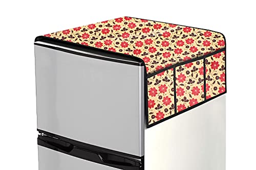 Image of Stylista Refridgerator top Cover Suitable for Samsung RR21C2H25CR /HL, 189 Liter Fridge, Dimension (WXD) 71x109 CM, Sprig Pattern Multicolor