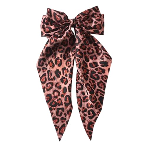 Horquillas para el pelo con estampado de leopardo – Pasador portátil con lazo, accesorios para el pelo, lazo de satén duradero, cinta fácil de llevar para cabello ondulado, fino y grueso