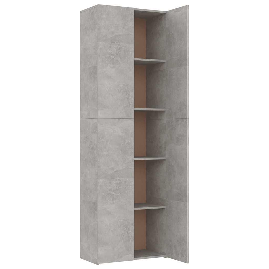 vidaXL Armoire de Bureau, Meuble de Rangement avec Portes et Poignées, Armoire de Stockage de Fichers Documents, Gris Béton Bois d’Ingénierie