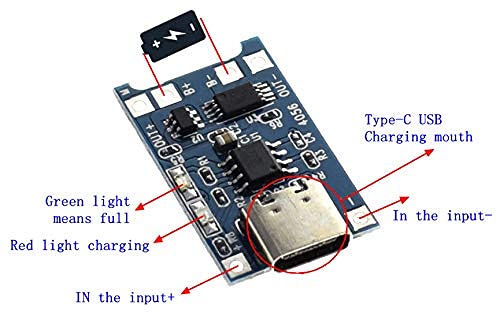 Image of TP4056 Type-C 1A Lithium Battery Charging Module with Protection, USB-C Li-ion /Li-Po Charger Board, 5V Input (2)