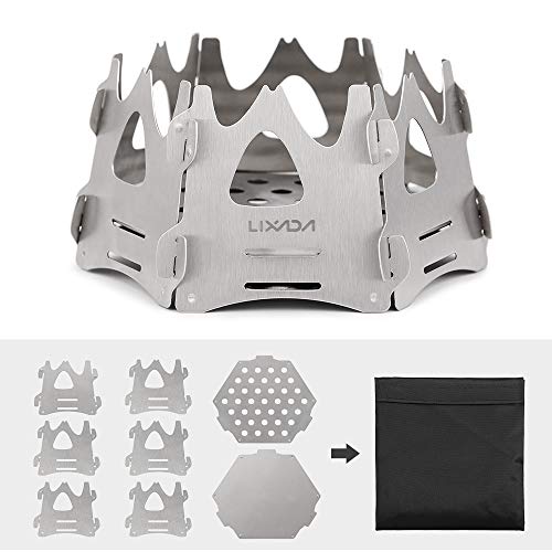 Fogão Externo, Romacci Fogão a lenha de acampamento ao ar livre hexagonal portátil dobrável leve moc