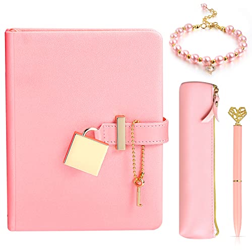 Heart Shaped Lock Diary with Key and Diamond Heart Pen Pink Leather Pencil Case Chain Bead Pearl Bracelet Locking Diary Girls Journal Diary Notebook Diary PU Personal Organizers Planner Secret Gift Heart Shaped Lock Diary with Key and Diamond Heart Pen Pink Leather Pencil Case Chain Bead Pearl Bracelet Locking Diary Girls Journal Diary Notebook Diary PU Personal Organizers Planner Secret Gift