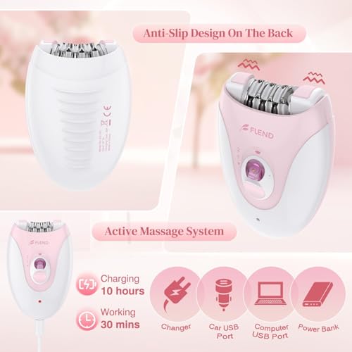 Smooth Glide Epilator for Women, Painless 2-Speed Hair Removal Device with LED Light, 36 Tweezers & Massage Pad, Rechargeable Epilator for Face, Bikini, Arms & Legs - Image 4