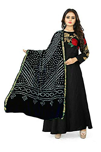 Image of PK HUB Women's Bandhani Silk Dupatta - Bandhej Printed Traditional Dupatta for Ethnic Wear - 2.4 Meter Length, 40 inch Width