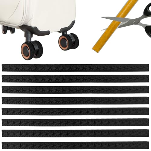 Ebksqs Lot de 8 Housses de Roue de Bagages en Silicone – Protection Valise de Voyage, Housse de Valise Protection pour Réduction des Vibrations – Modèle Sport Noir