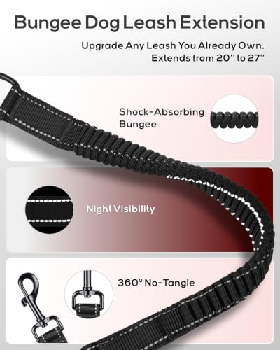 Taglory No Pull Dog Harness for Large Dogs, Bungee Extension, Black, L - Image 4