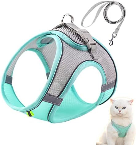 Arnés y Correa para Gatos - Arnés Chaleco Ajustable para Gatos a Prueba de Escape, Arnés Transpirable para Gatitos, Correa de 150 cm, Color Menta Verde, Tamaño XS