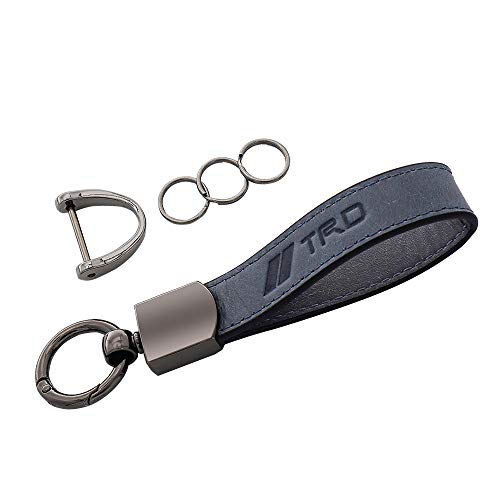 Genuine Leather Keychain Suit for TRD Car Logo Keychain Toyota TRD Sequoia Tundra Tacoma 4RunnerTrucks Vehicle Accessories Key Chain,Family Present for Man and Woman,Business Gift,Bule