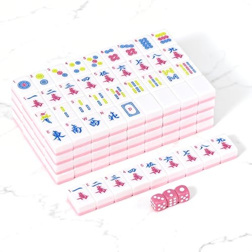 American Mahjong Set 166 piezas 1.2 pulgadas color rosa