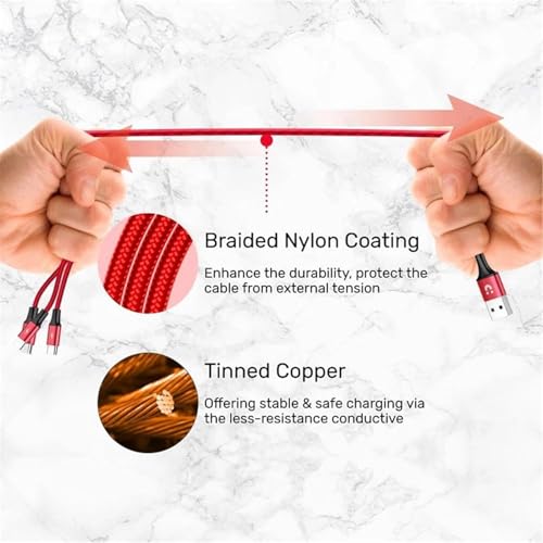 Image of 3 in 1 Multi Fast Charging Cable | Nylon Braided Cable with Type-C & Micro USB | Compatible With Samsung, OnePlus, Vivo, Oppo, Xiaomi, iPhone, iPad Pro, Laptop & Car Charging. (1M)