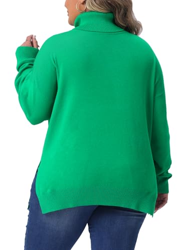 Agnes Orinda Plus Size Warm Sweaters for Women Turtle Neck Long Sleeve Side Slit Casual Loose Pullover Knit Top4