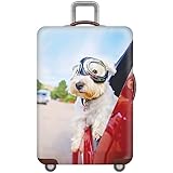 Kofferschutzhülle Elastisch Kofferhülle 18-32 Zoll, Mateju 3D-Kreativdruck Gepäck Cover Reisekoffer Hülle Trolley Case Schutzhülle Luggage Cover Waschbare Staubdichte (XL,Reisender Hund)