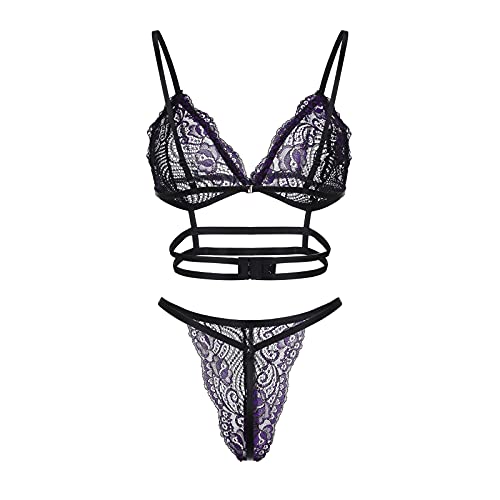 Briskorry Sexy lingerie set dames bloemenborduurwerk lingerie backless lingerie kant beha en string uithollen sexy… - Afbeelding 5