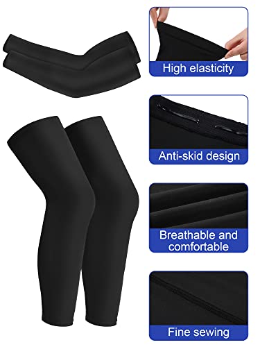 Leitee 8 Pairs Kids Compression Leg Sleeve and Compression Arm Sleeve Set Non Slip Leg Arm Wrap for Boy Girl Youth Basketball(Multicolor)3
