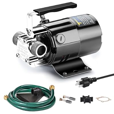 TRUPOW Water Transfer Pump, 115V 330GPH Self-Priming Utility Pump, 1/10 HP Portable Electric Water Pump with Water Hose Kit, To Remove Water from Hot Tub, Garden, Rain Barrel, Pool, Aquariums, etc