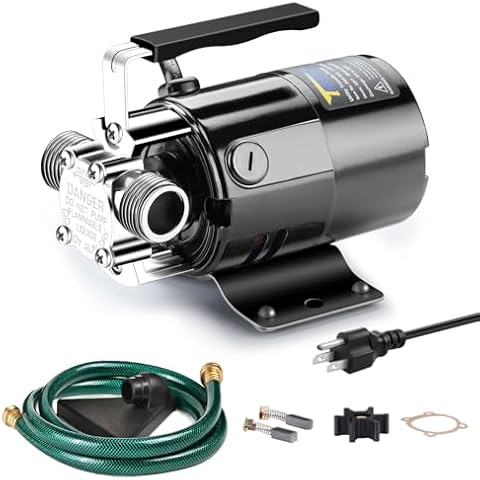 TRUPOW Water Transfer Pump, 115V 330GPH Self-Priming Utility Pump, 1/10 HP Portable Electric Water Pump with Water Hose Kit, To Remove Water from Hot Tub, Garden, Rain Barrel, Pool, Aquariums, etc Cover