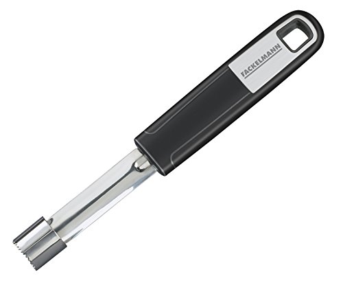 Fackelmann Deshuesador de manzanas SENSE, 20 cm, con mango de plástico antideslizante y ergonómico, color plateado y negro, cantidad: 1 unidad
