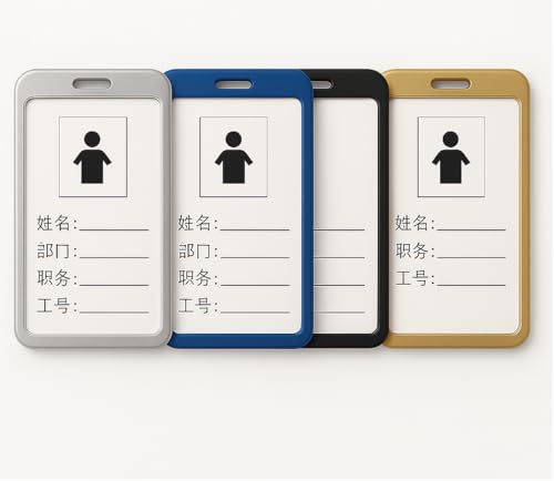 Image of Canoff i Cards-Natural Hard Metal (Aluminum Alloy) ID Card Holder /Badge with Scratch Guard for Office ID Card (Vertical) C,B,G,BL-Multicolor Pack of 4pc.