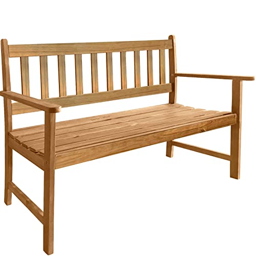 Bstophkl Outdoor Wood Bench Garden Bench 705Lbs Weight Capacity Acacia Wood Patio Bench For Porch Lawn Balcony Backyard, Nature #TOP7