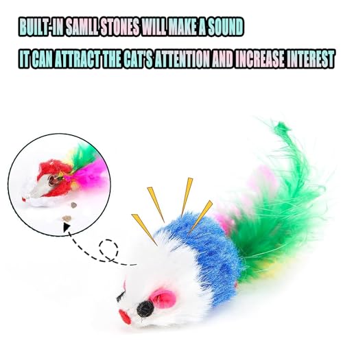 10 Pièces Chat Souris Jouet Chat Interieur avec Hochet Sons Convient Aux Chats pour Jouer(Couleur Aléatoire) – Image 5