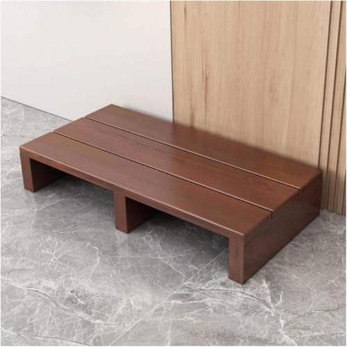 FiveLn 木製 玄関 幅60/80cm 玄関ステップ 脚立 低床 滑り止めマット ひざ負担軽減 高齢者用 介護 ベッドルーム バスルーム キッチン用 (コーヒー色,60x30x11cm)