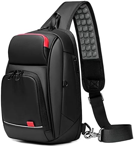 Xennos Waist Packs - EURCOOL 9.7" iPad Crossbody Shoulder Bag for Men Short Trip Messenger Bags Water Repellent USB Charging Chest Packs n1906 - (Color: Black)