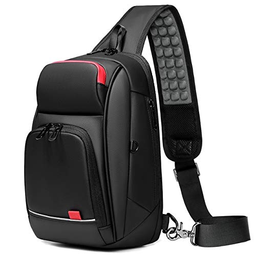 Xennos Waist Packs - EURCOOL 9.7" iPad Crossbody Shoulder Bag for Men Short Trip Messenger Bags Water Repellent USB Charging Chest Packs n1906 - (Color: Black)