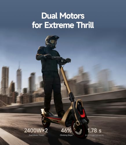 NAVEE UT5 Ultra X Supercar Electric Scooter, 43.5 mph Speed, 74.6 Miles Range, Dual 2400W Peak Motor & Hydraulic Suspension & Oil Disc Brake, Self-Sealing Tires, Flash Charge Off-Road Scooter Adults — view 5