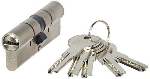 Cylindre de sécurité 45/45 mm en nickel mat avec came longue