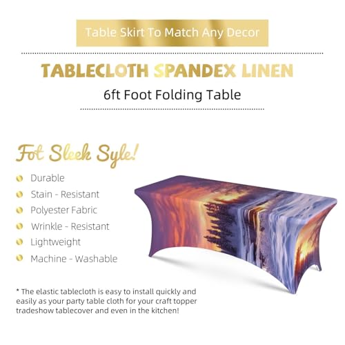 Nappe en élasthanne sans pli paysage d'hiver ajustée pour sublimer vos tables de fête de 1,8 m