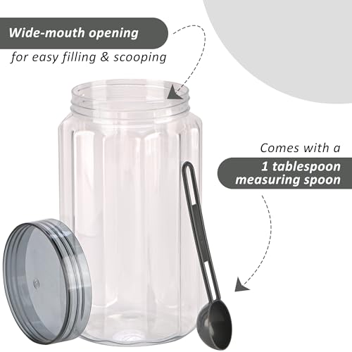 Image of Kuber Industries 12 Pcs Plastic 1100 ML Containers for Kitchen Storage | Multi-Purpose Airtight Kitchen Pet Jars and Containers Set for Spices, Pulses & Grains | Opal - Grey