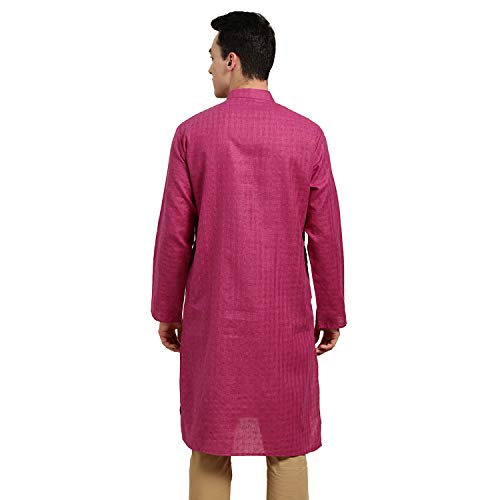 Image of SOJANYA Pastel Green Cotton Blend Kurta with Contrast Button Detailing
