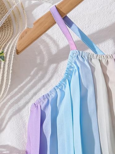 Image of Hilinker Girls Rainbow Pleated Cami Top and Wide Leg Pants Set Cute 2 Piece Summer Outfits Multicolor Purple 9-10 Year