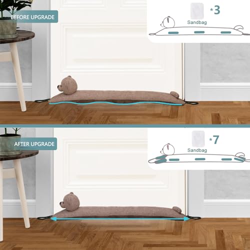 Image of Marwood Under Door Draft Stopper Decorative Wind Stopper 38 inch for Door & Window, Weighted Animal Air Draft Stopper Snake Noise Blocker for Bottom of Door with Hanging Loops - Bear