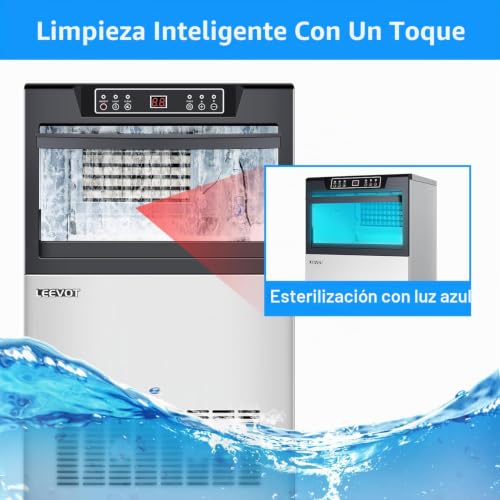 Miniatura 4 de Leevot Máquina Para Cubitos De Hielo Profesional Máquina De Hielo Para Casa, 45 Kg 24 H, 320 W, Para Casa, Bar Y Uso Comercial