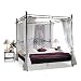 Produktbild Junado Himmelbett Venezia Metallbett 140x200 cm, inklusive Stoffhimmel, Verspieltes Design, Schwarz, Doppel