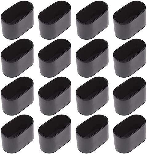 Ovale Stuhlbeinkappen, Bodenschoner für Stuhlbeine, ovale Tischbeinspitze, verhindert Kratzer und Lärm, für Zuhause, Terrasse, Garten, Büro 25 x 50 mm Schwarz
