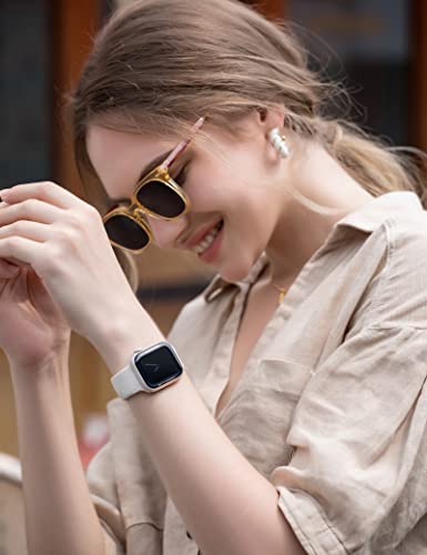 Image of Minyee Floral Engraved Band Compatible with Apple Watch 41mm 40mm 38mm 42mm 44mm 45mm 46mm 49mm Women, Cute Soft Silicone Flower Sport Fancy Strap for iWatch Series 11 10 9 8 7 6 5 4 SE /Ultra 3 2 1