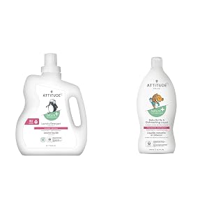 Bundle of ATTITUDE Baby Bottle and Dishwashing Liquid EWG Verified Vegan Unscented 23 7 Fl Oz Baby Laundry