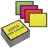 Eaasty 100 Pcs 5.5" x 7" Starburst Signs, Fluorescent Neon Blank Retail Sign Cards, Rectangular Burst Blank Price Tags Special Price Cards for Retail Store, Yard Garage Sale Supplies
